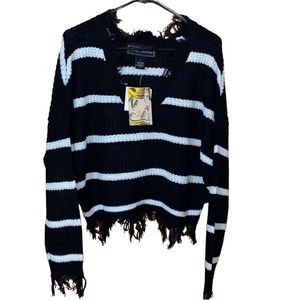 NWT black/white striped sweater